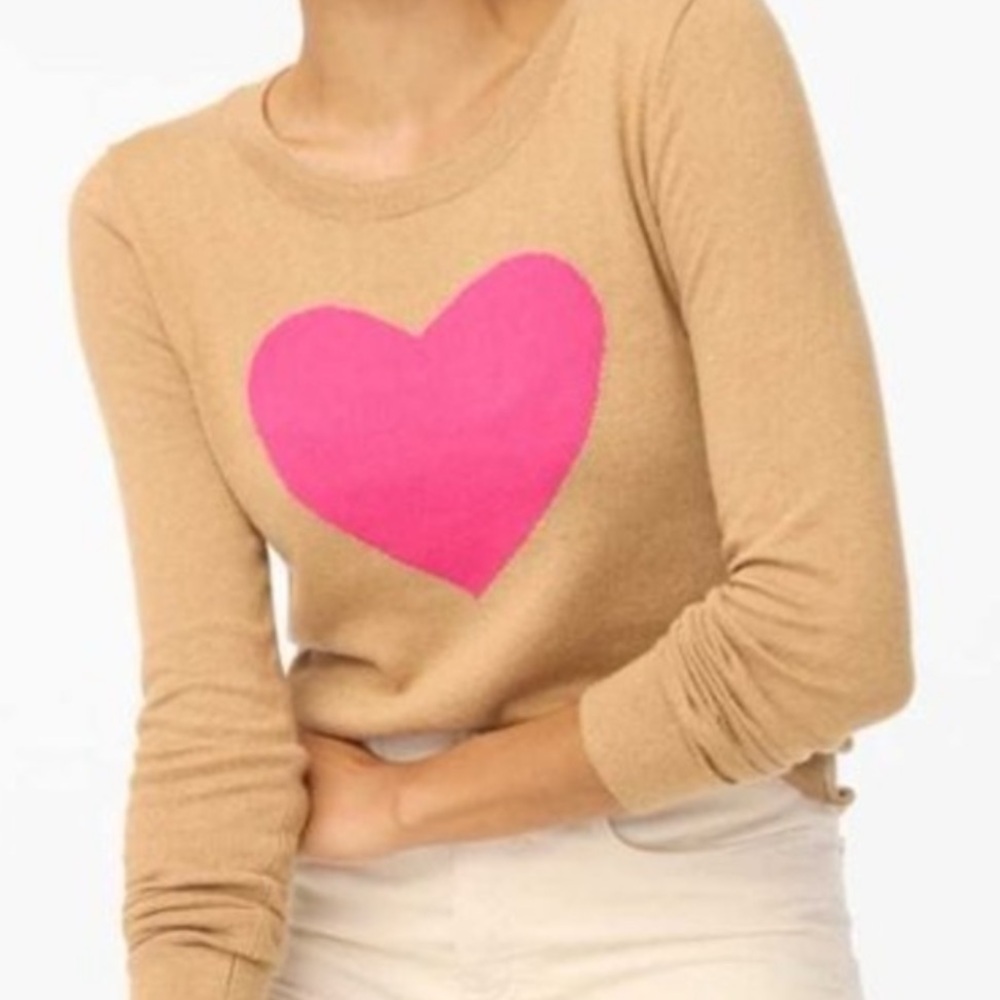 J. Crew Women's Light brown /Tan Long Sleeve w/ Pink Heart- medium- Cotton - Picture 14 of 14